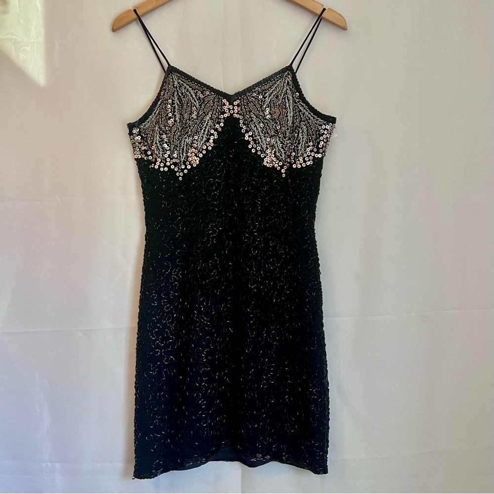 Sho Max Originals Vintage Party Dress Size Small. 100% Silk Beaded Holiday Dress